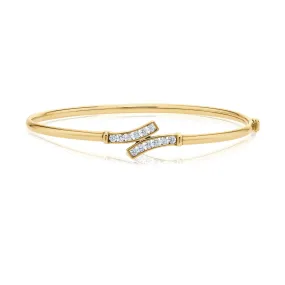 9ct Yellow Gold Silver Filled Round Cubic Zirconia Hinged Bangle