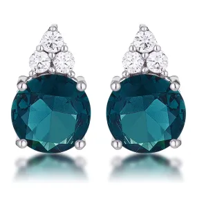 Abigail Simple 9mm Blue Green Round Stud Earrings | 3.1ct