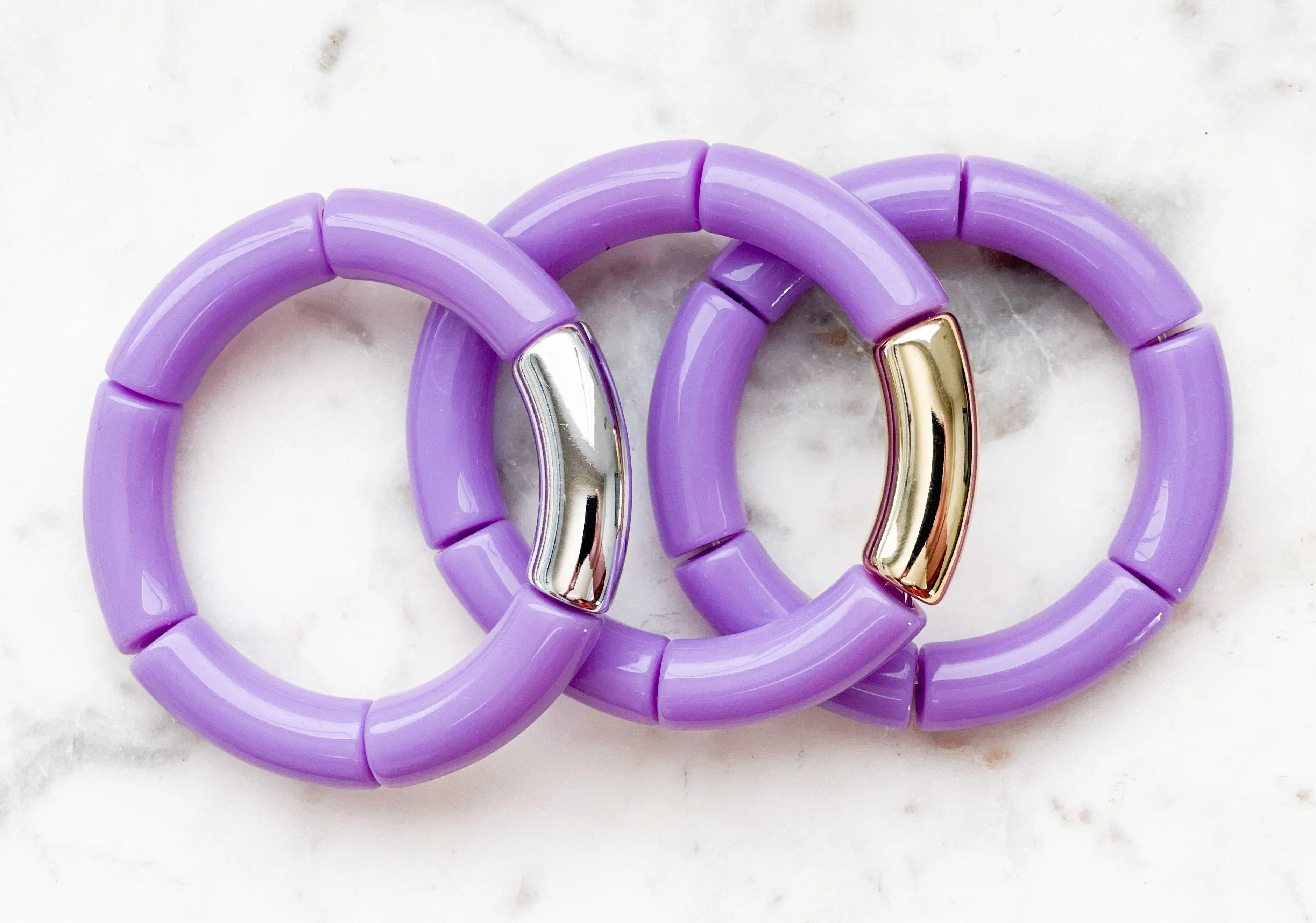 Acrylic Bamboo Bangle Bracelet "Lavender"