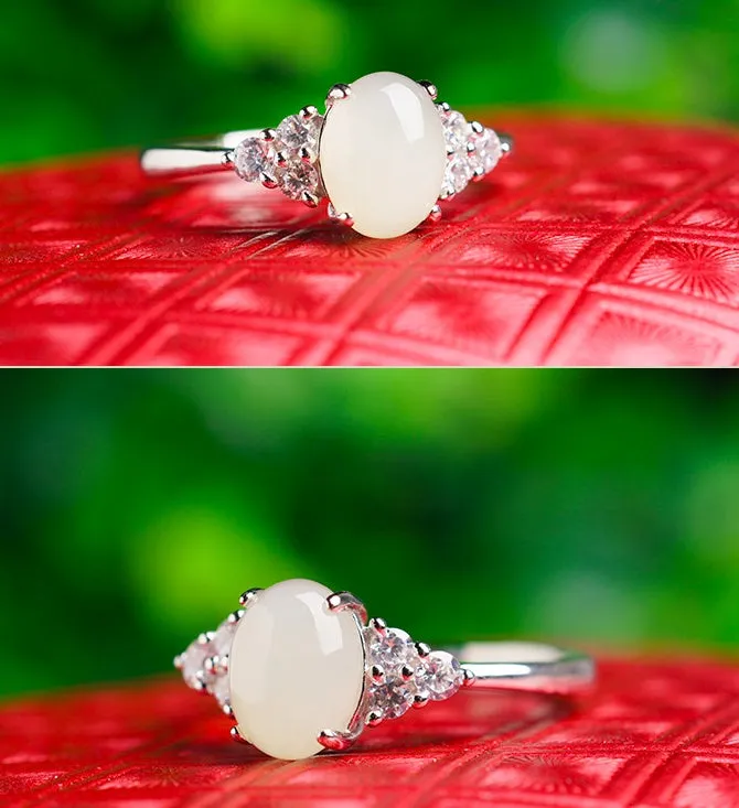 Adjustable Moonstone jade Ring with 925 silver