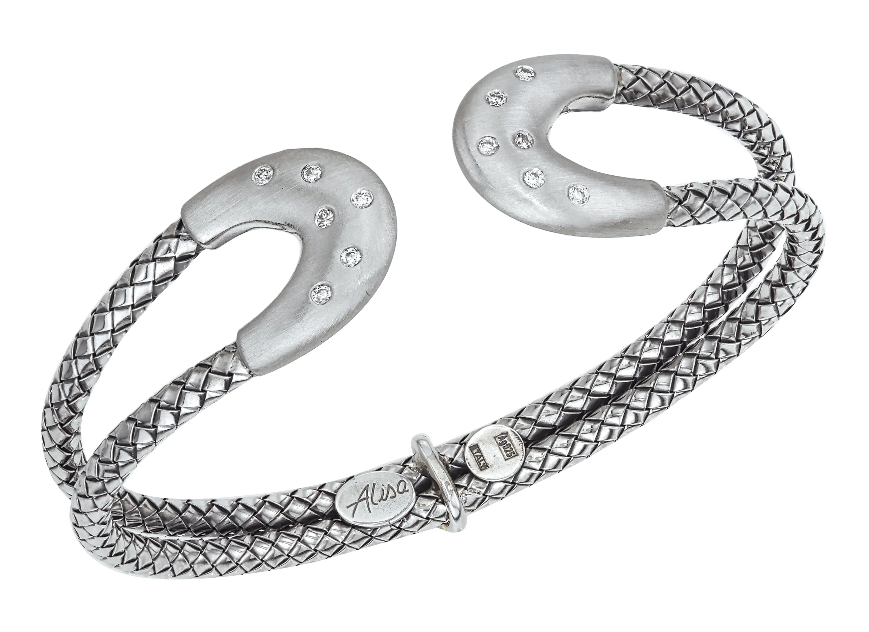 Alisa Women's Sterling Silver 0.18 ct. Diamond Cuff Bracelet