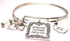 All Because Two People Fell In Love Expandable Bangle Bracelet Set