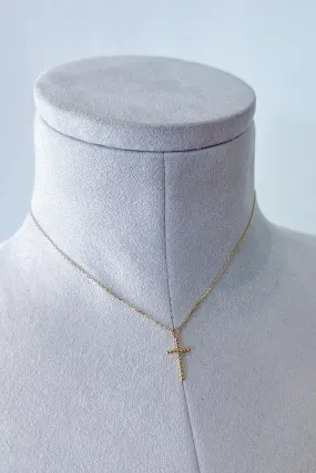 Amazing Grace Beaded Cross 18K Gold Plated Necklace