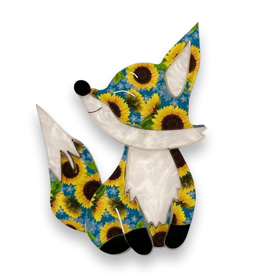 Amelia the sunflower🌻🦊 fox - brooch - Set of 2