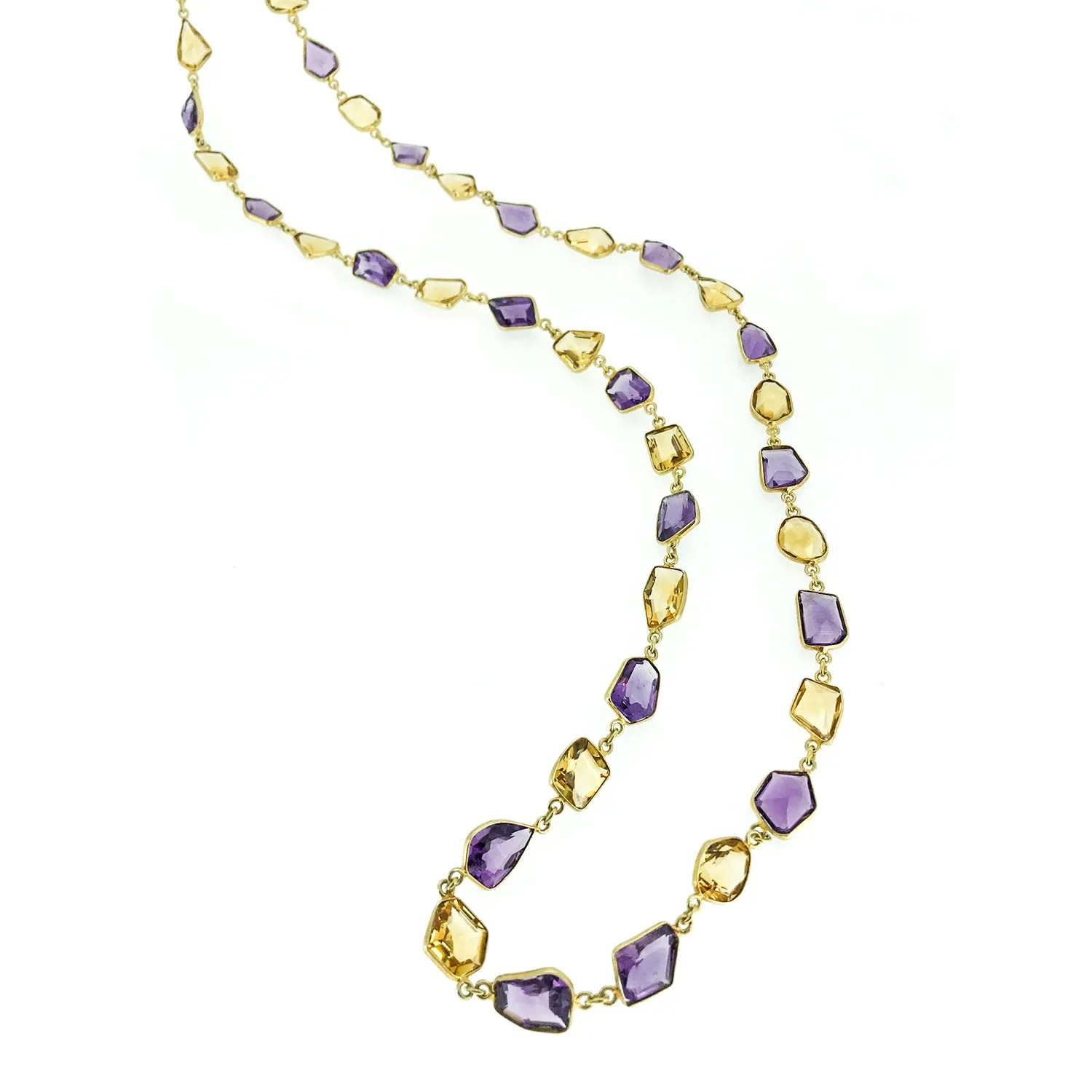 Amethyst and Citrine Gemstone Necklace