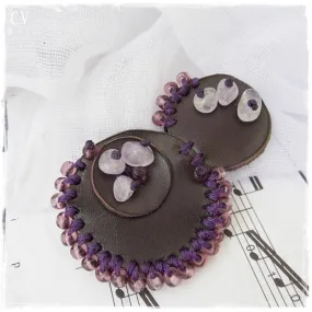 Amethyst Bubble Leather Brooch