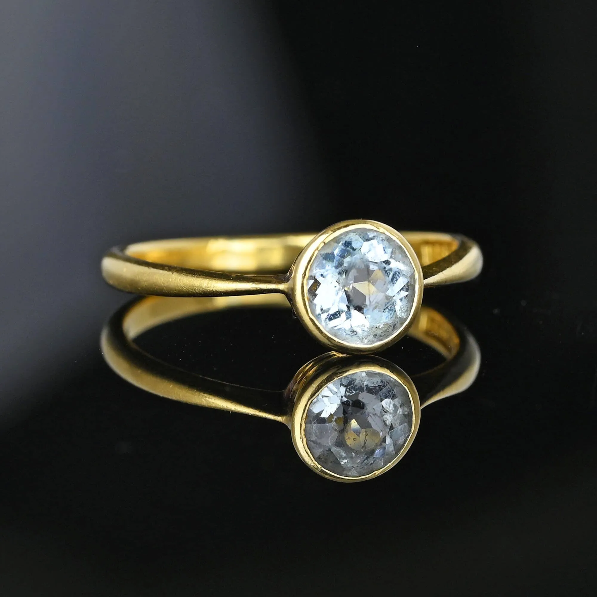 Antique Edwardian 18K Gold Aquamarine Solitaire Ring