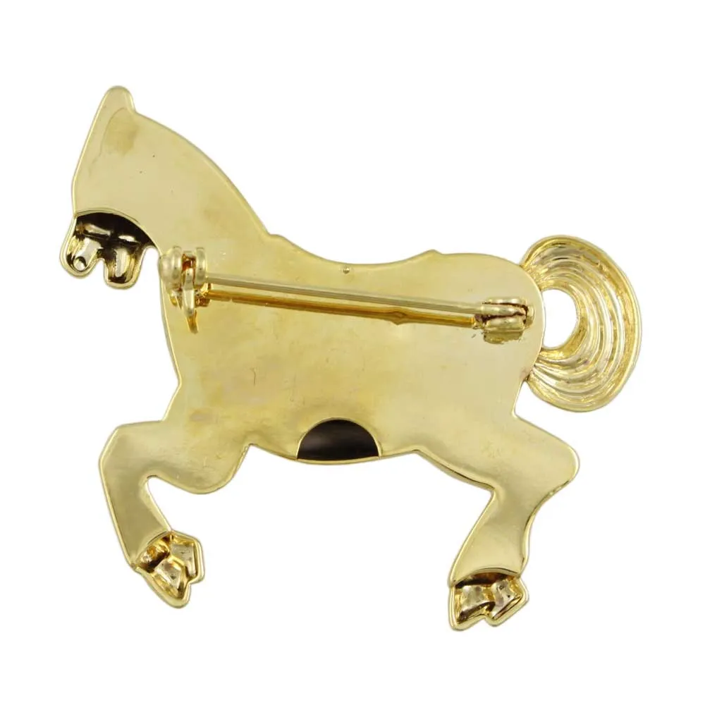 Antique Gold-plated Carousel Horse Brooch Pin - PRA719