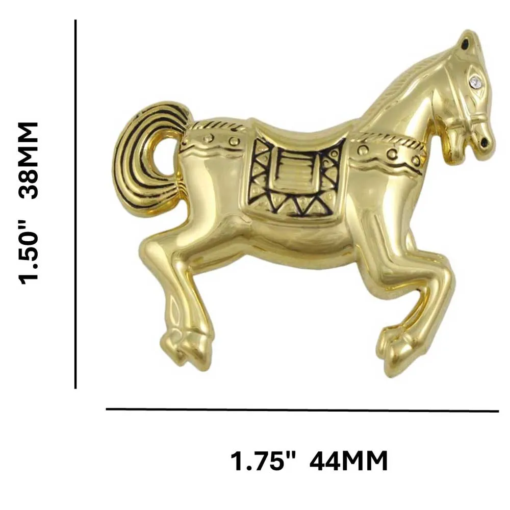 Antique Gold-plated Carousel Horse Brooch Pin - PRA719