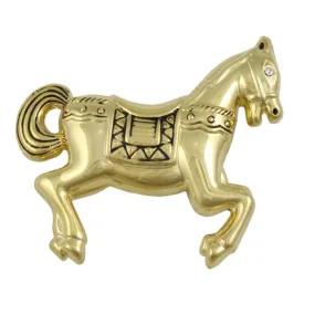 Antique Gold-plated Carousel Horse Brooch Pin - PRA719