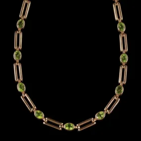 Antique Victorian Peridot Necklace 9Ct Rose Gold Circa 1890