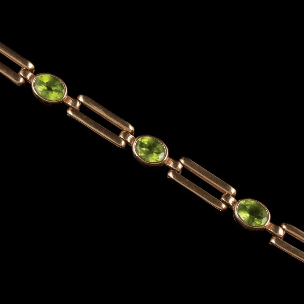 Antique Victorian Peridot Necklace 9Ct Rose Gold Circa 1890