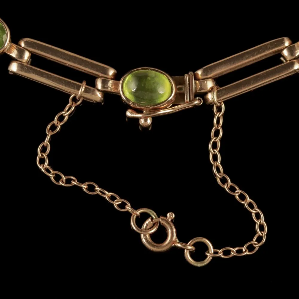 Antique Victorian Peridot Necklace 9Ct Rose Gold Circa 1890