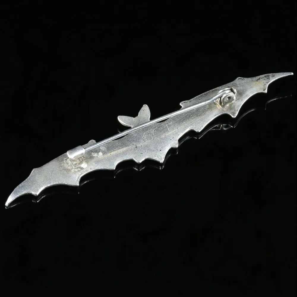 Antique Victorian Silver Bat Brooch Circa 1880