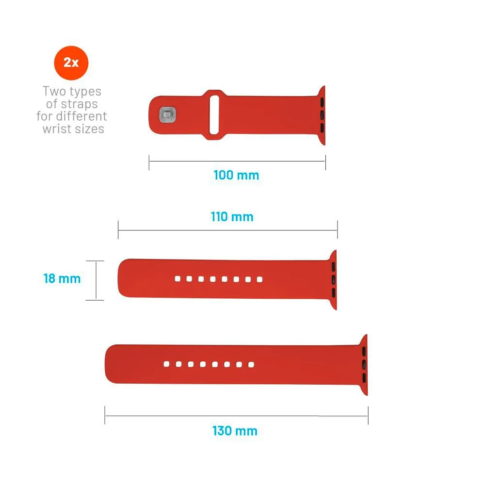 Apple Watch (38/40/SE/41/42mm) Fixed Sporty Silikone Rem Sæt - Rød