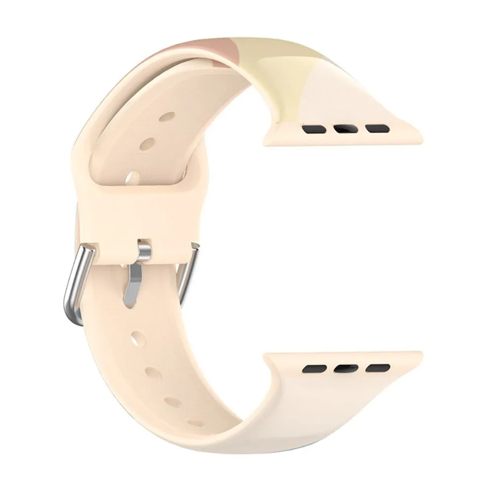 Apple Watch (41mm) multi-color silicone watch strap - Morandi Light brown / Blue / Sand