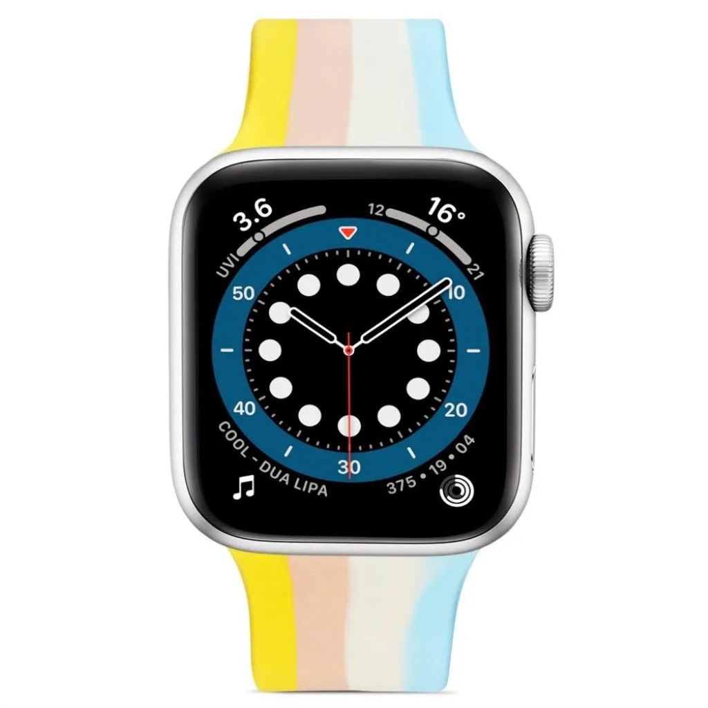 Apple Watch 42mm - 44mm rainbow stripe silicone watch strap - Yellow