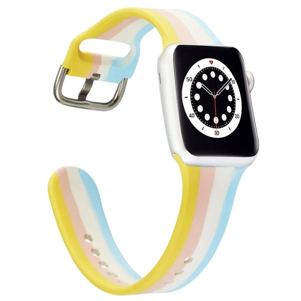 Apple Watch 42mm - 44mm rainbow stripe silicone watch strap - Yellow