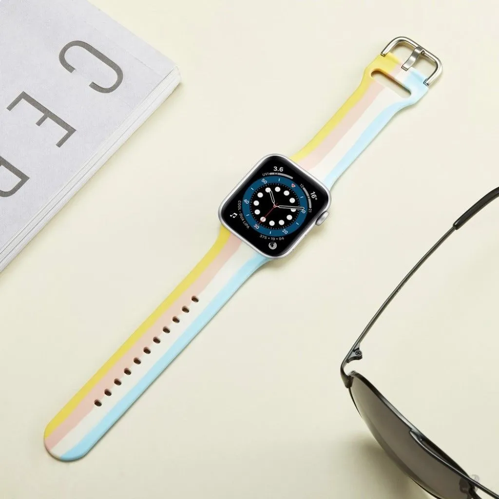 Apple Watch 42mm - 44mm rainbow stripe silicone watch strap - Yellow