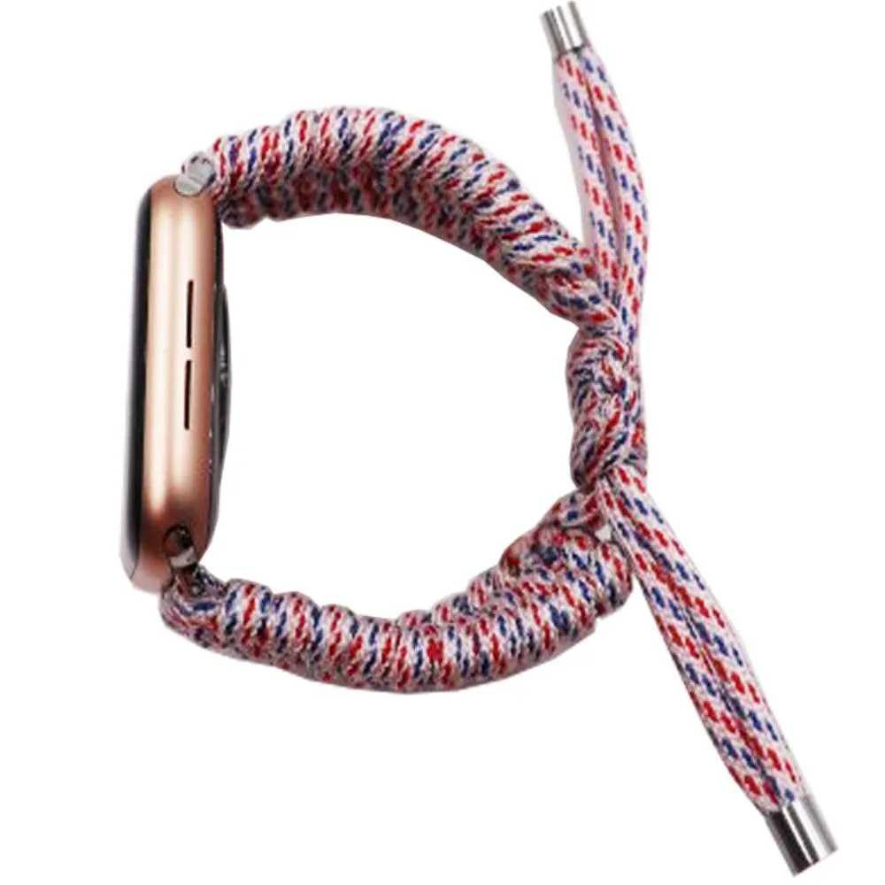 Apple Watch (45mm) braided nylon watch strap - Red / Blue