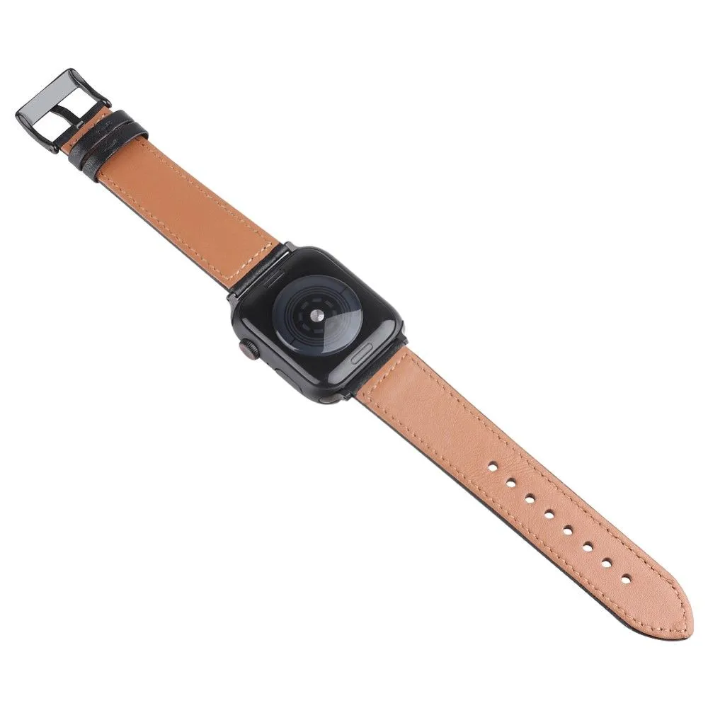 Apple Watch (45mm) ink painting genuine leather watch strap - Black