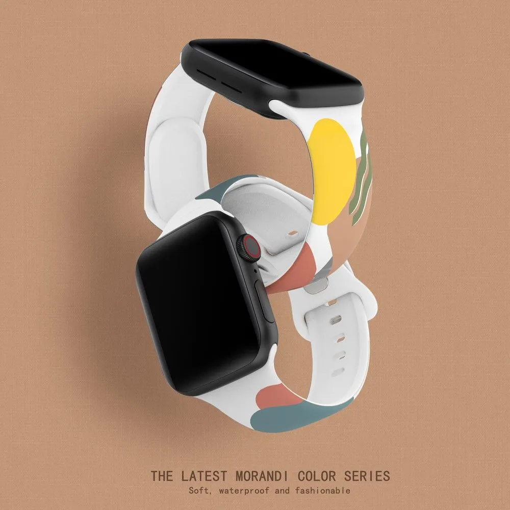 Apple Watch (45mm) morandi silicone watch strap - Morandi Yellow / White / Peach