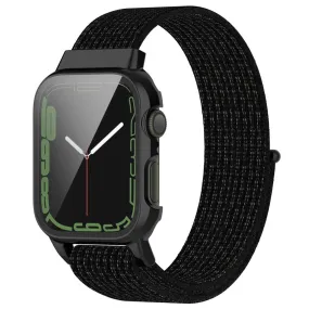 Apple Watch (45mm) nylon watch strap   tempered glass - Reflective Black