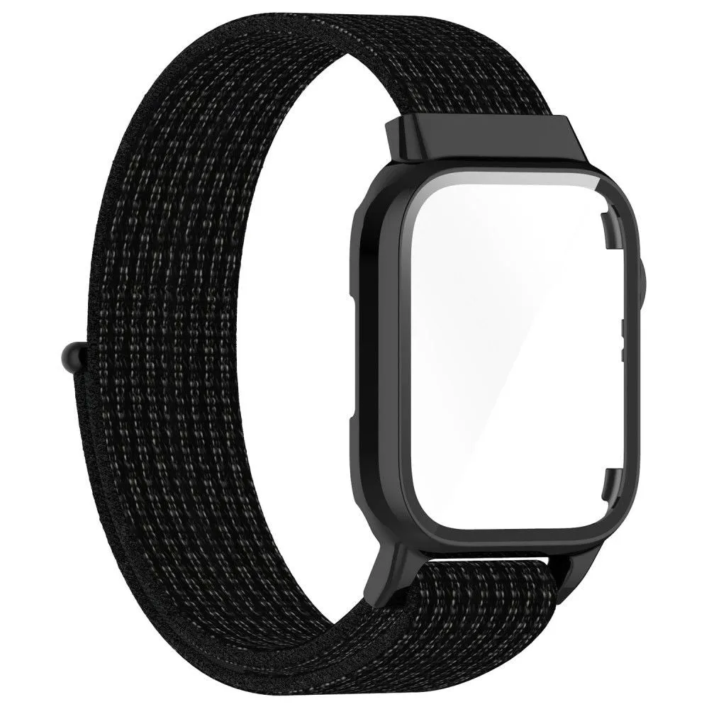 Apple Watch (45mm) nylon watch strap   tempered glass - Reflective Black