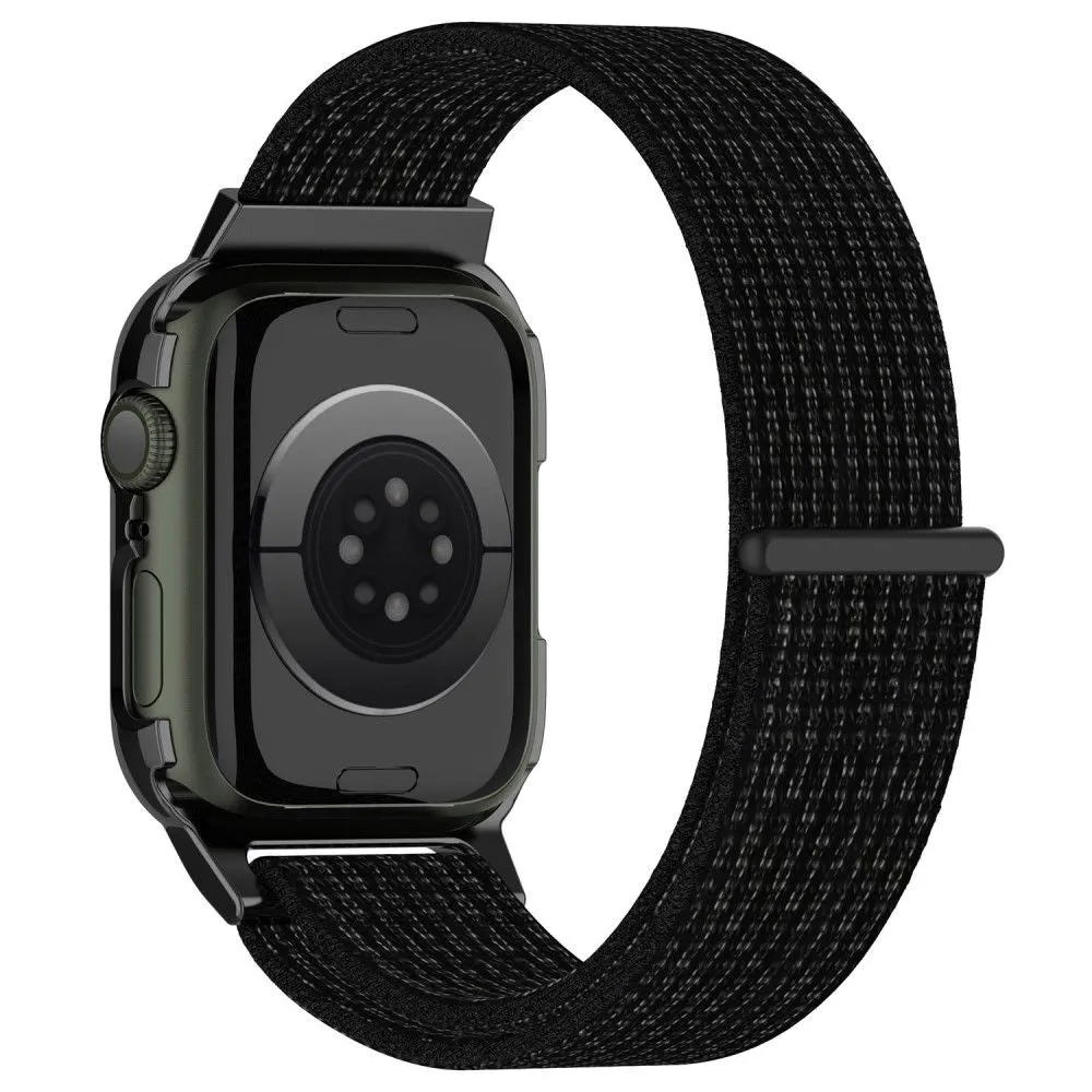 Apple Watch (45mm) nylon watch strap   tempered glass - Reflective Black