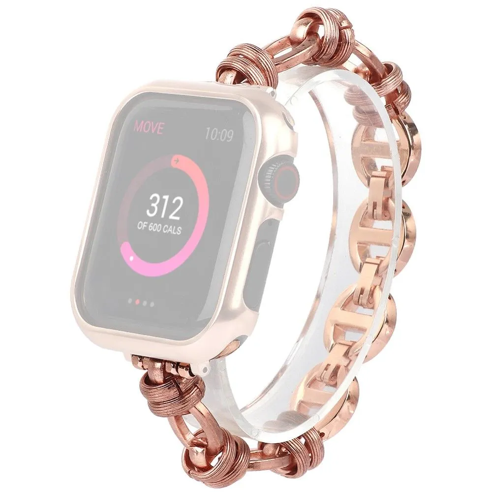 Apple Watch (45mm) punk style stainless steel watch strap - Rose Gold