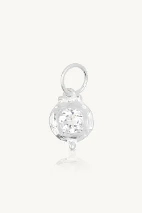 April Topaz Silver Birthstone Necklace Charm