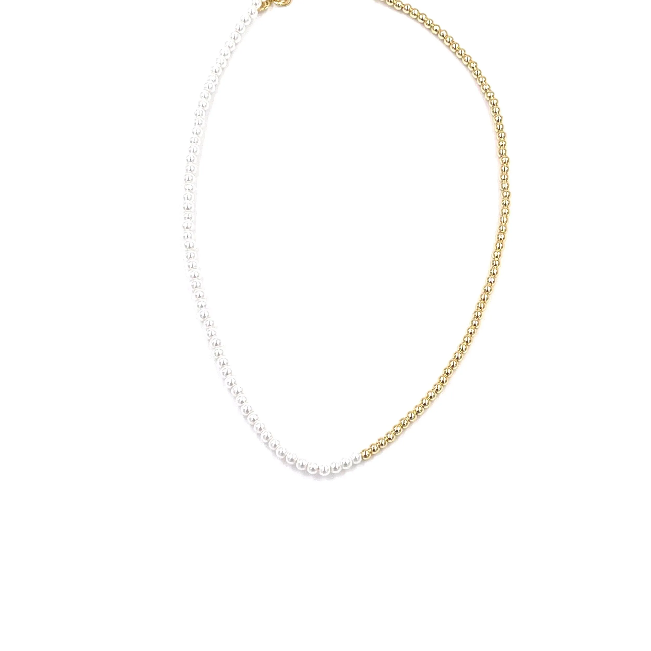 Ashley Gold Stainless Steel Gold Plated And Fresh Water Pearl Necklace