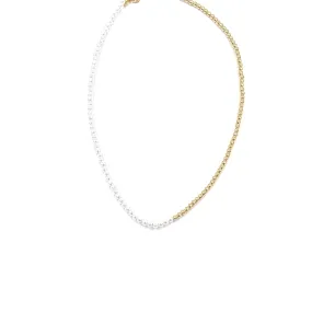 Ashley Gold Stainless Steel Gold Plated And Fresh Water Pearl Necklace