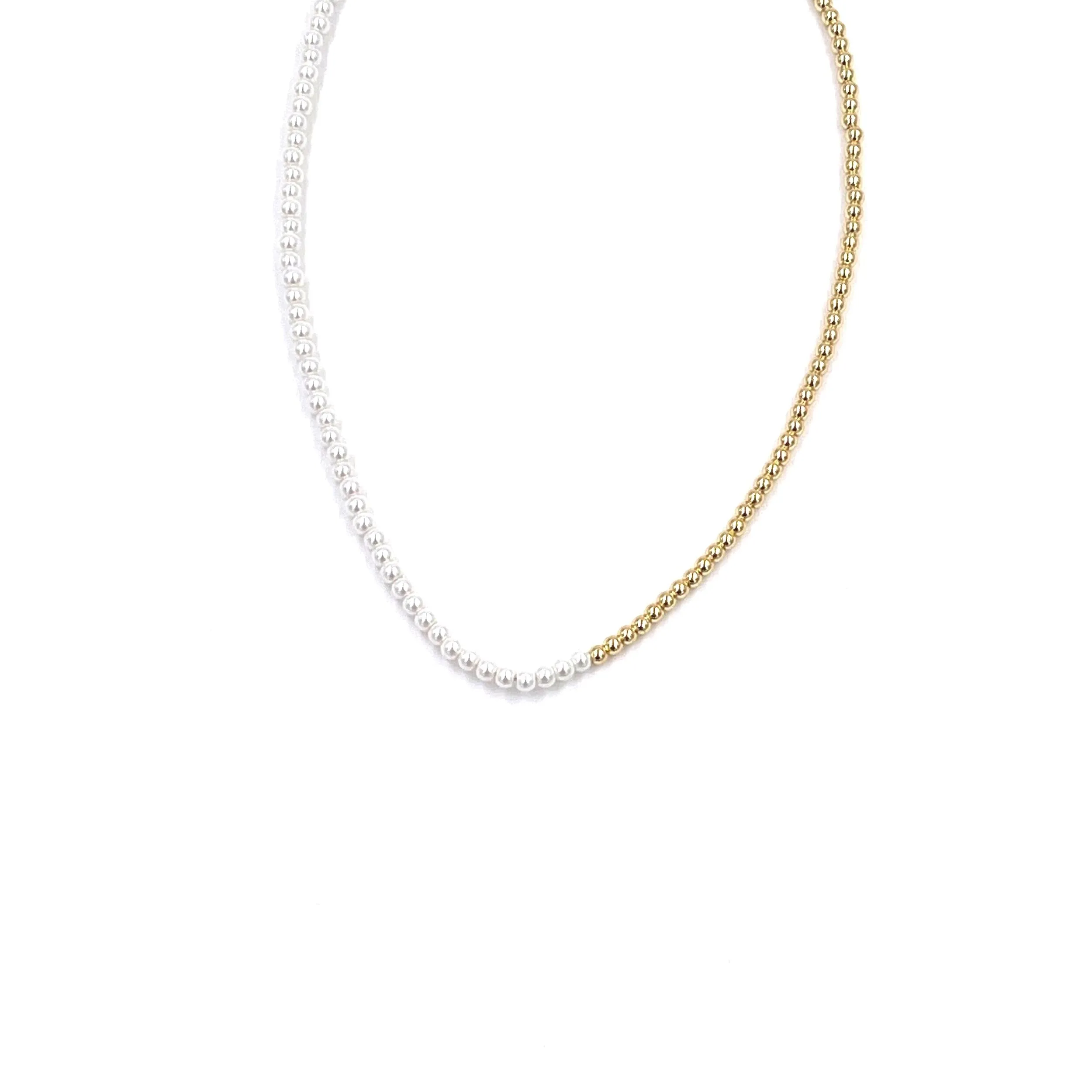 Ashley Gold Stainless Steel Gold Plated And Fresh Water Pearl Necklace