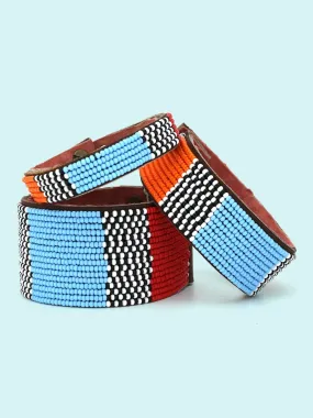 Atlas Multi Beaded Leather Cuff