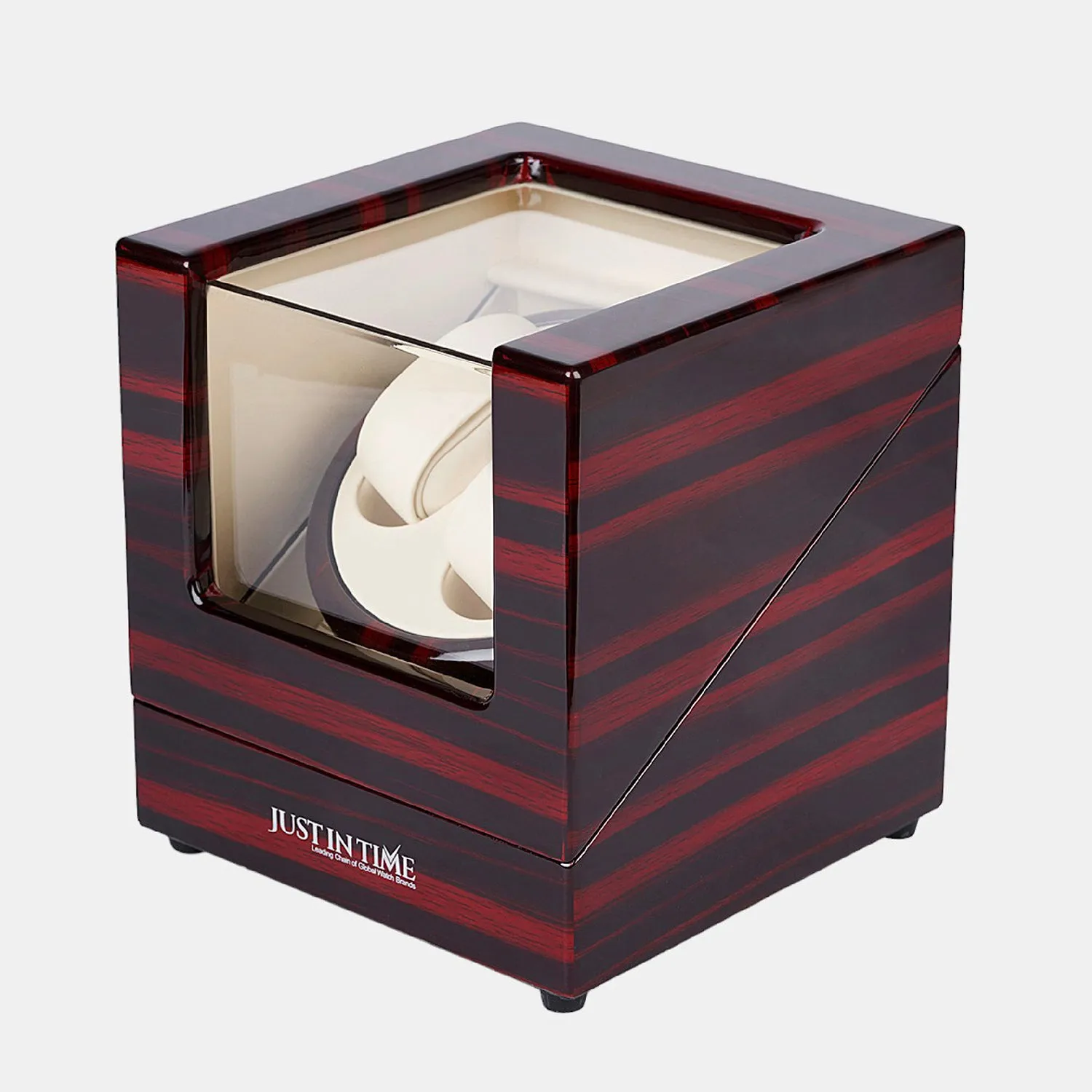 Automatic Red and White Two Watch Wooden Winder