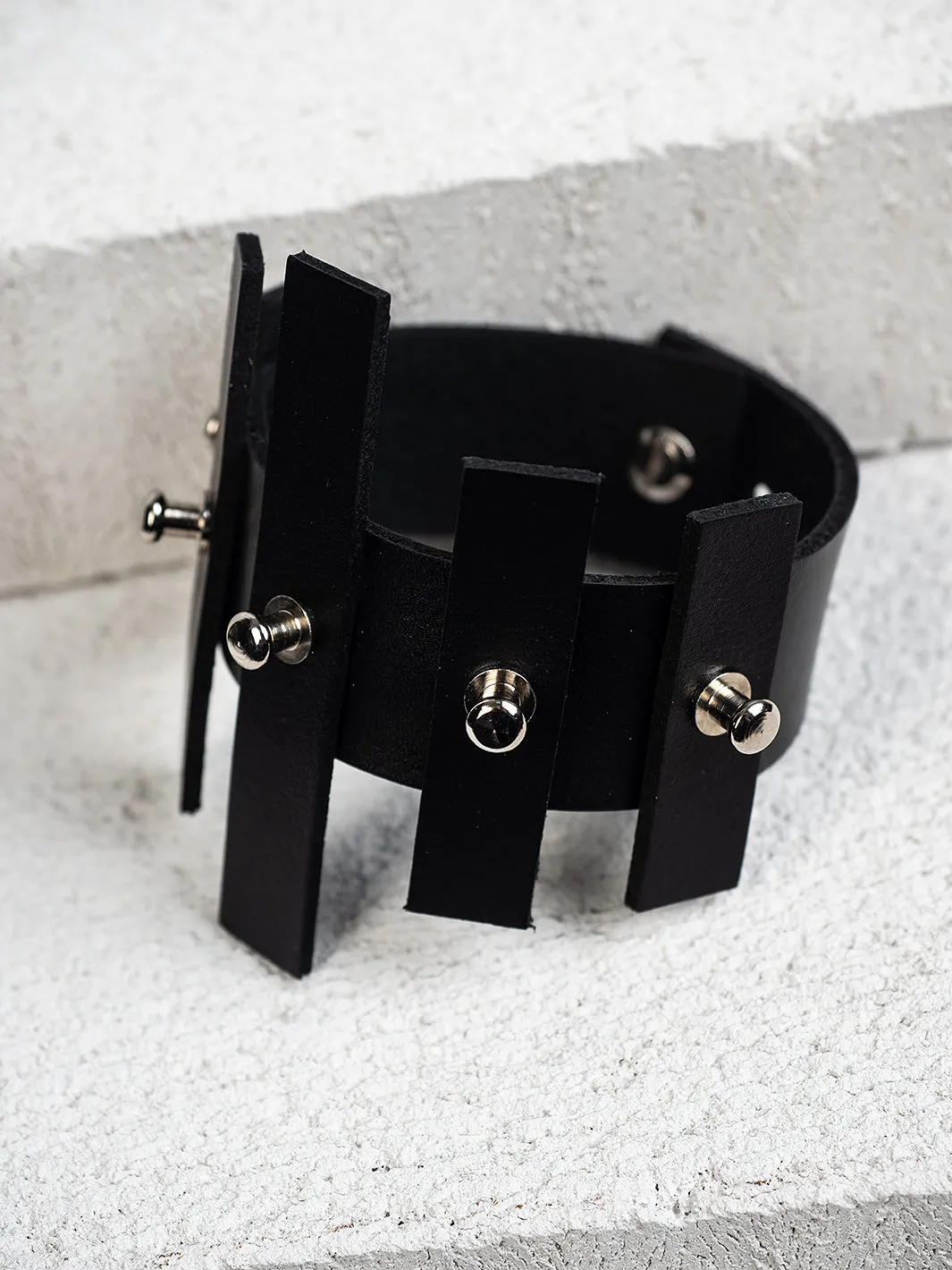 Avant Garde Leather Bracelet With Studs