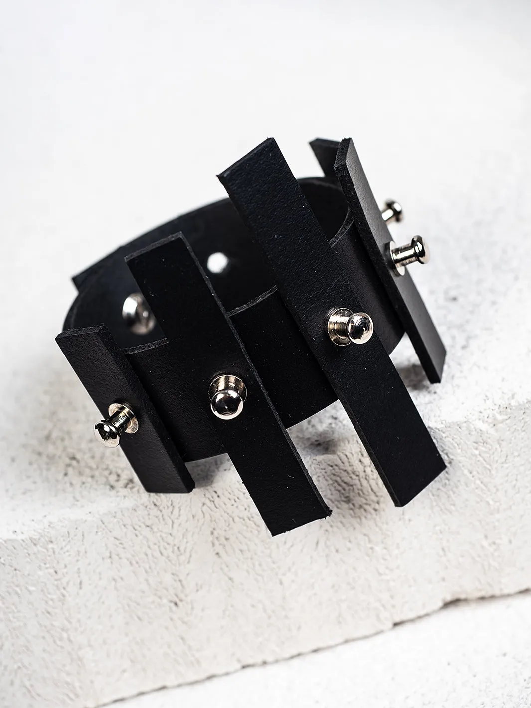 Avant Garde Leather Bracelet With Studs