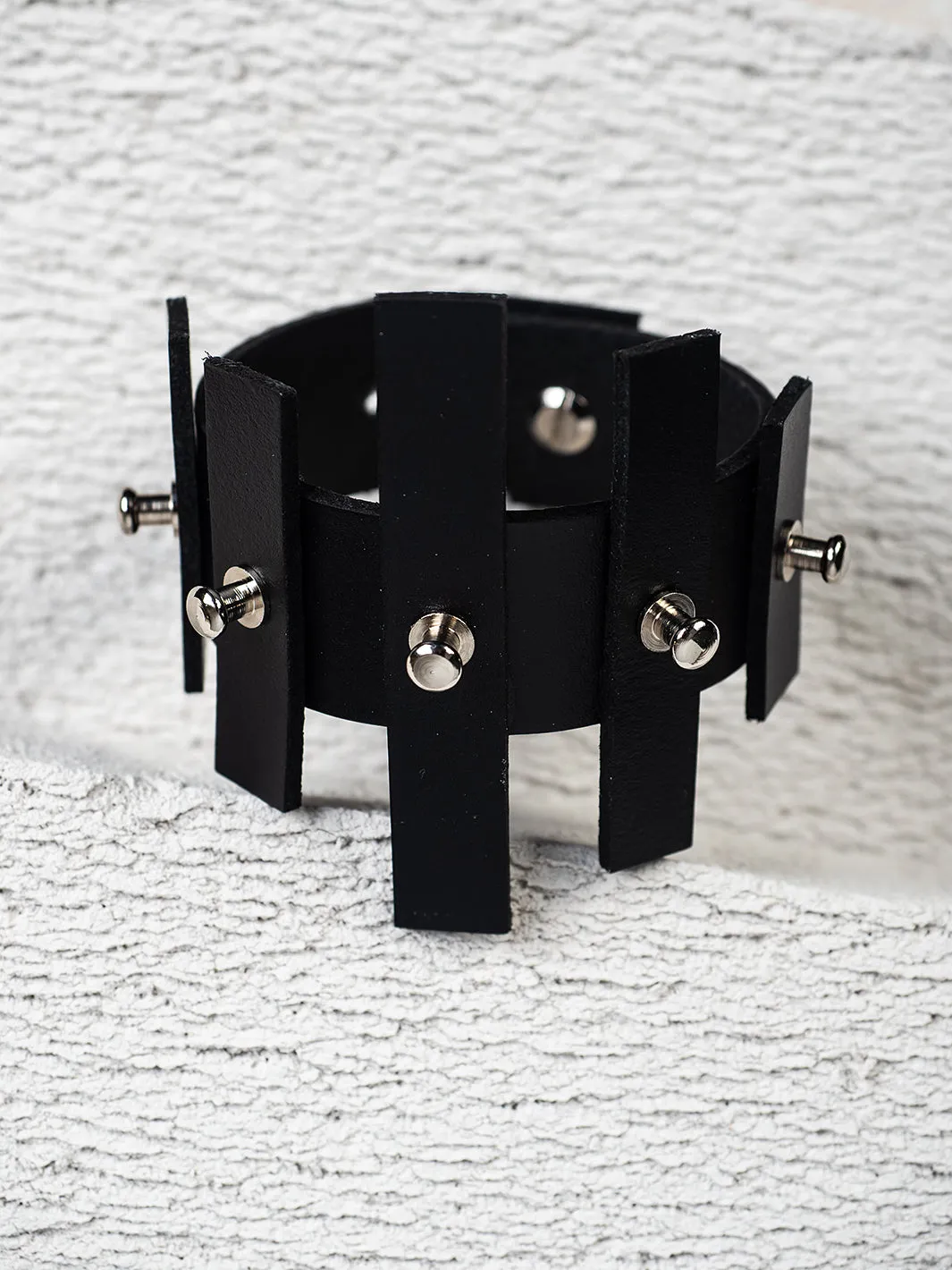 Avant Garde Leather Bracelet With Studs