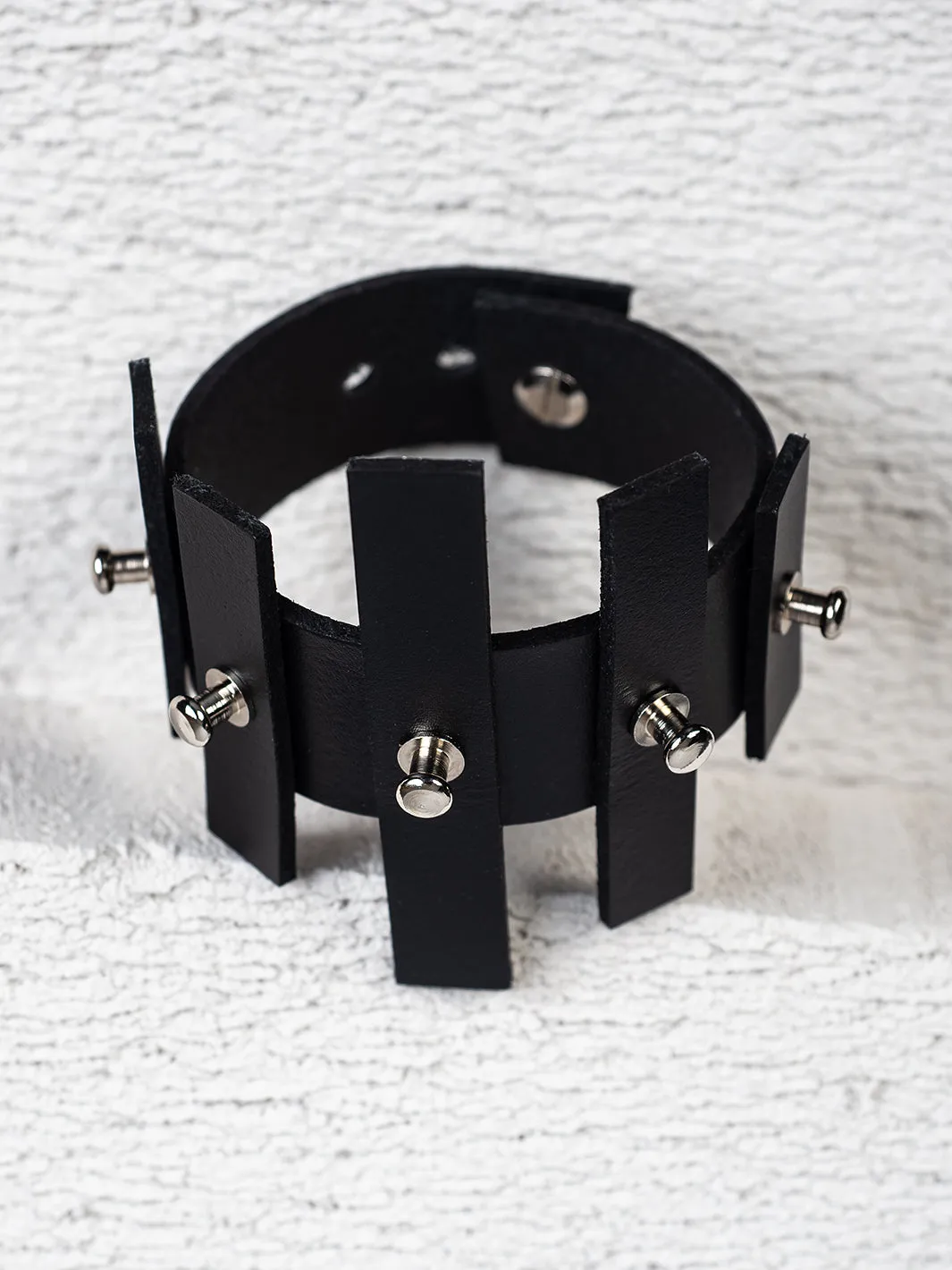 Avant Garde Leather Bracelet With Studs