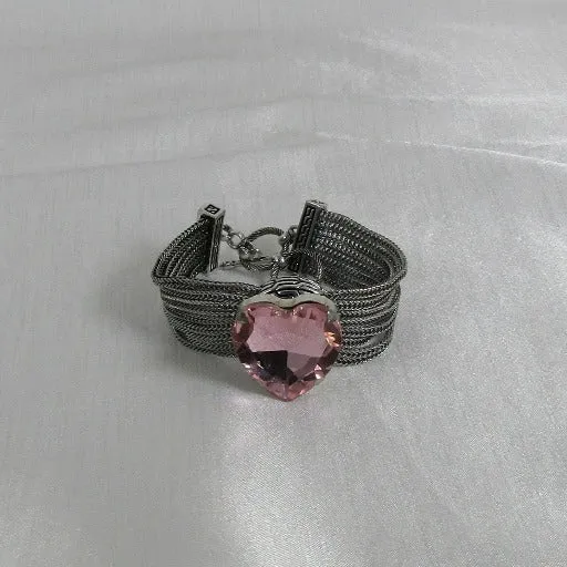 Big Pink Heart Bangle Bracelet