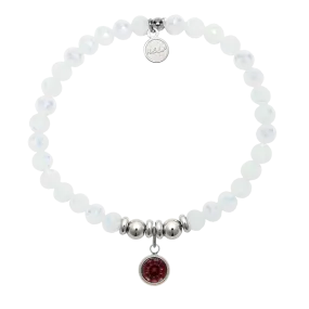 Birthstone Collection - January Garnet Crystal Charm with White Crystal Charity Bracelet