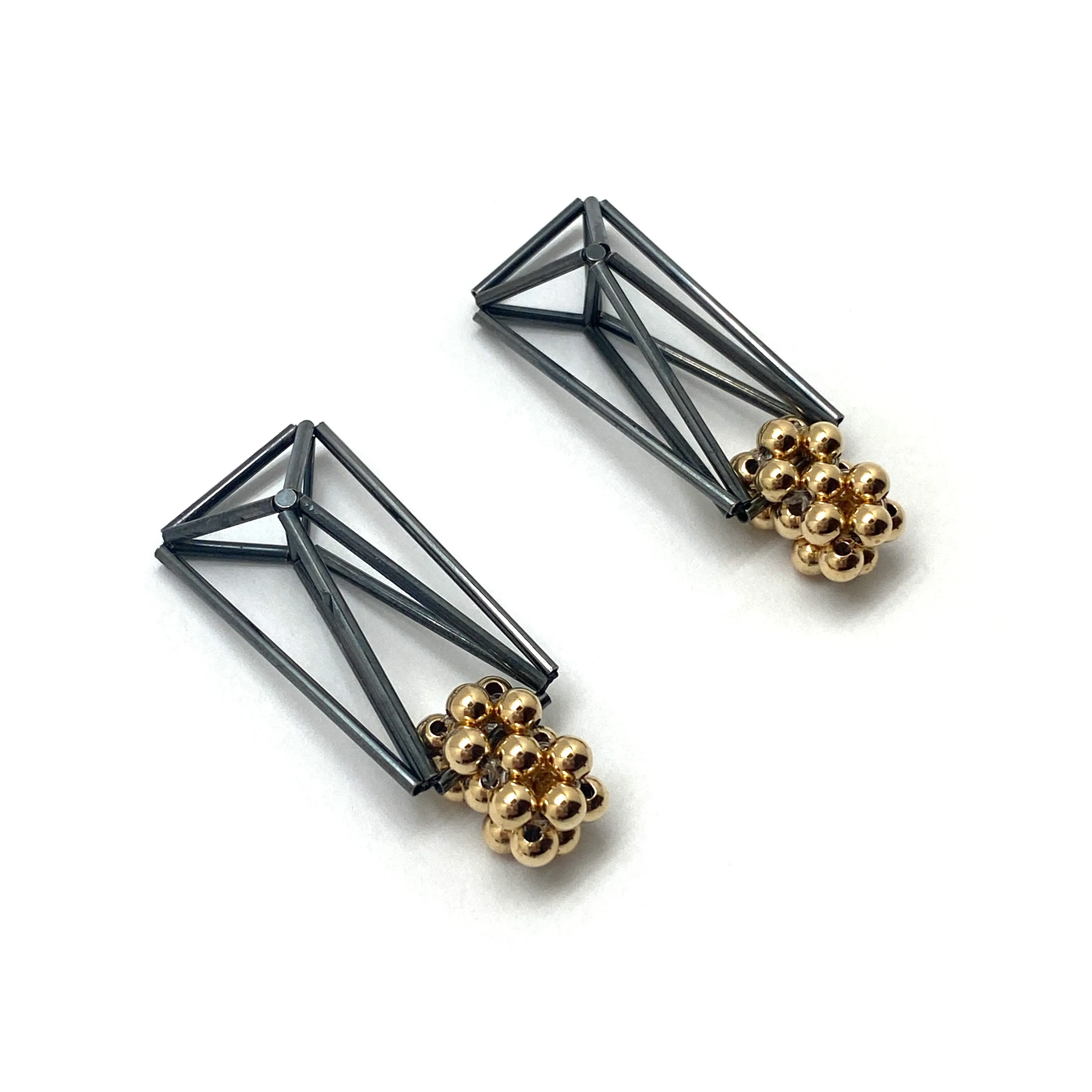 Black and Gold Geometric Bead Earrings