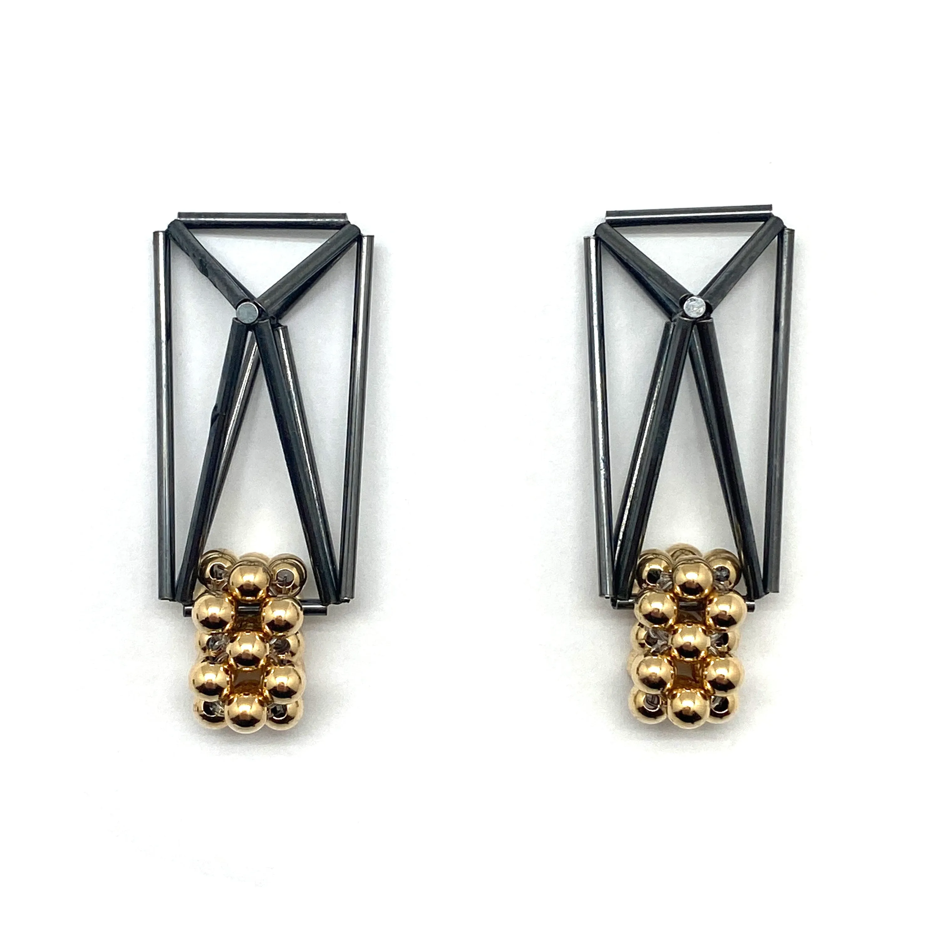 Black and Gold Geometric Bead Earrings