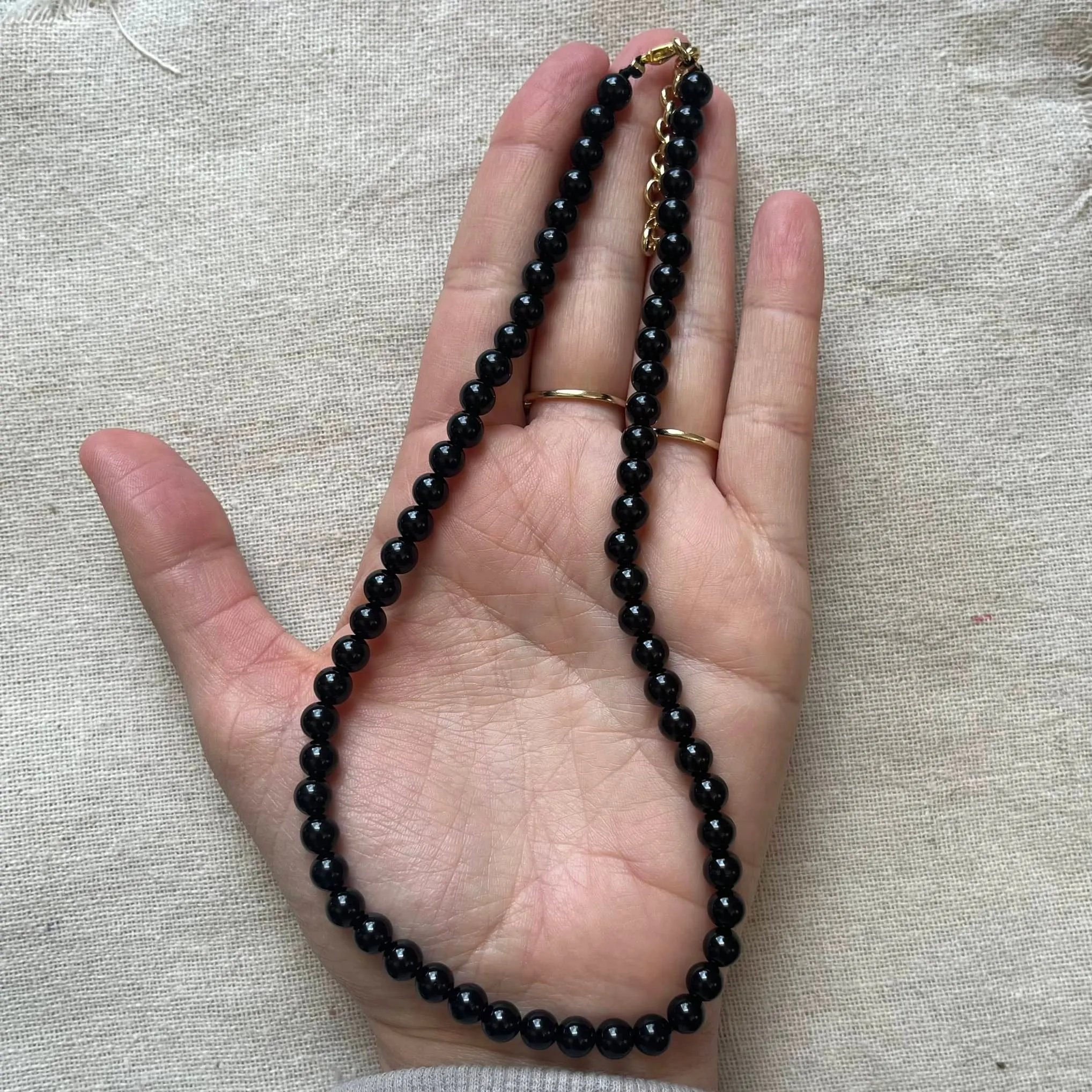 Black Tourmaline 6mm Beaded Necklace - Purification