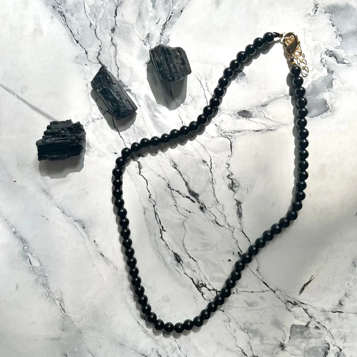 Black Tourmaline 6mm Beaded Necklace - Purification