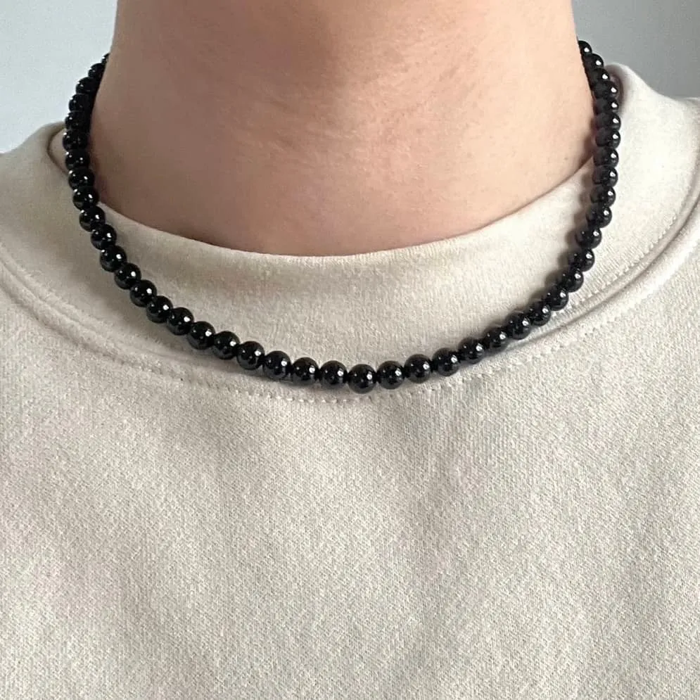 Black Tourmaline 6mm Beaded Necklace - Purification