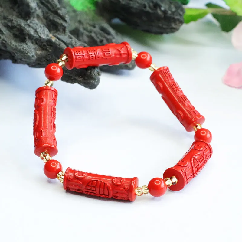 Blessed Cinnabar Bead Bracelet with Sterling Silver