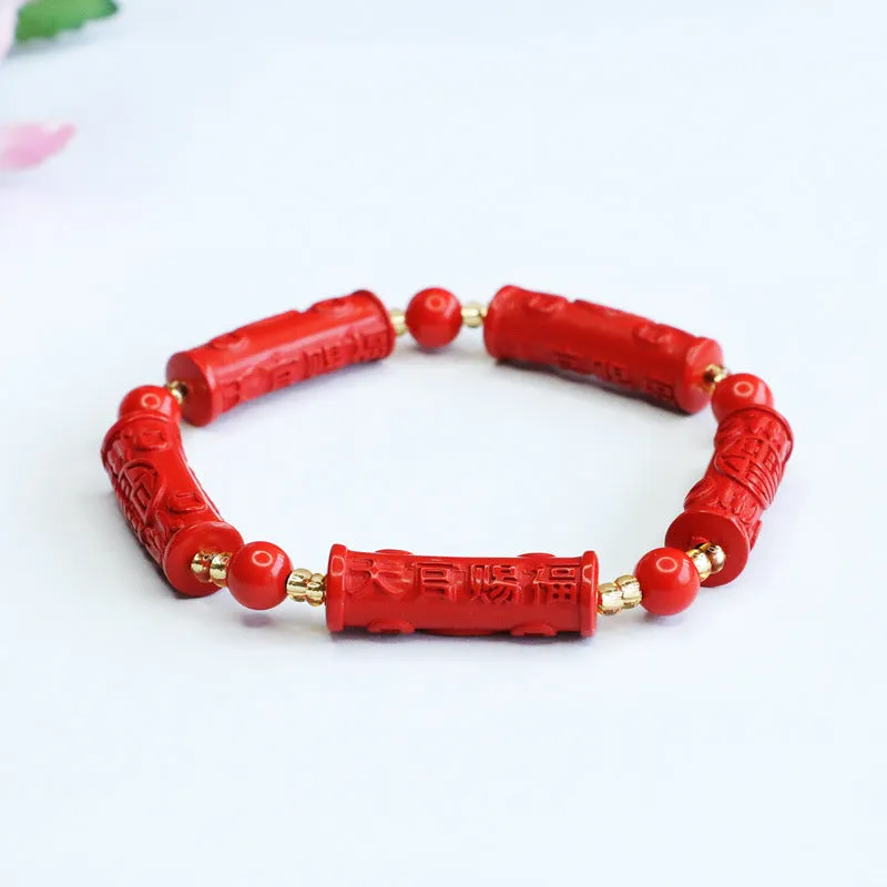 Blessed Cinnabar Bead Bracelet with Sterling Silver