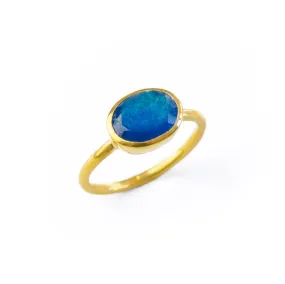 Blue Black Jade Oval Ring